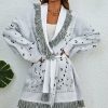 * Clothing | New Camisa White Abstract Tassel Knit Cardigan Women