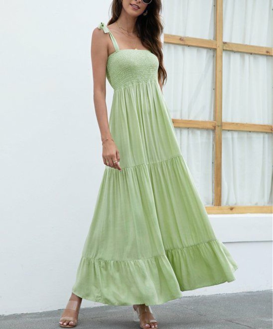 * Clothing | Cheapest Camisa Green Tiered Maxi Dress Women