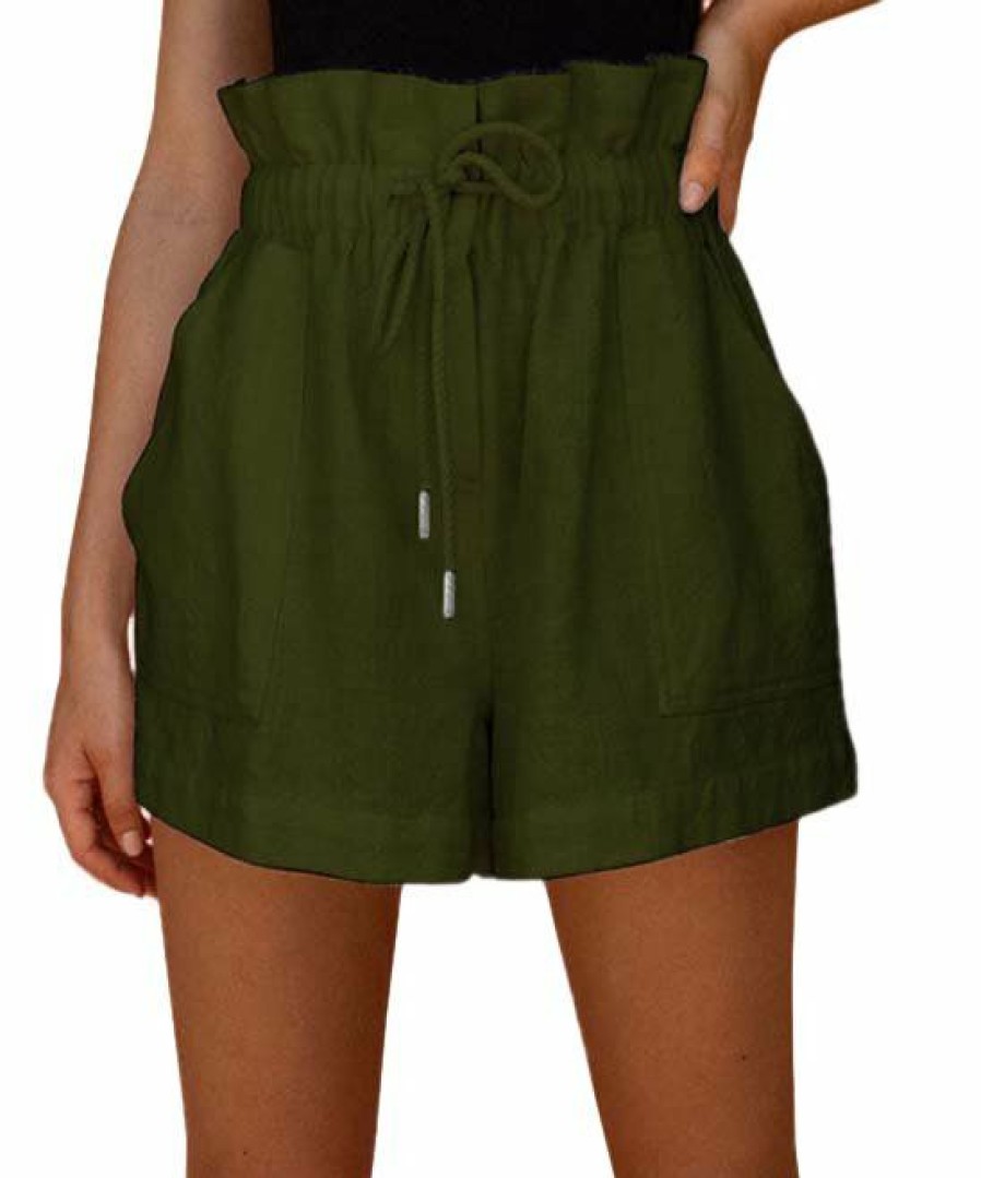 * Clothing | Best Pirce Camisa Green Pocket Paper Bag Shorts Women