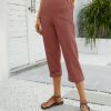 * Clothing | Cheapest Camisa Wine Elastic-Waist Pocket Capri Pants Women