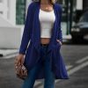 * Clothing | Best Sale Camisa Blue Draped-Lapel Longline Open Cardigan Women