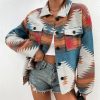 * Clothing | Coupon Camisa Blue & Whit Geometric Oversize Button-Up Jacket Women