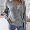 * Clothing | Hot Sale Camisa Gray Tie-Side Wrap Sweater Women