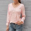 * Clothing | Buy Camisa Pink Pin Tuck Crochet-Trim Button-Front Top Women