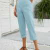 * Clothing | Buy Camisa Blue Elastic-Waist Pocket Capri Pants Women