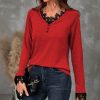 * Clothing | Buy Camisa Red & Black Lace Button-Front Top Women