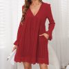 * Clothing | Hot Sale Camisa Wine Eyelet Romper-Lined A-Line Dress Women