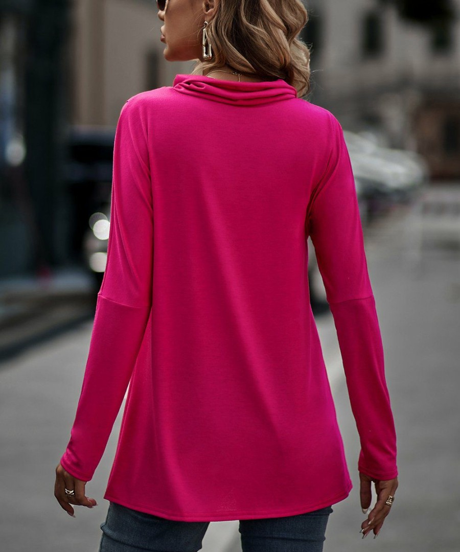 * Clothing | Promo Camisa Rose Button-Trim Cowl Neck Tulip-Hem Top Women