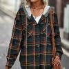 * Clothing | Top 10 Camisa Navy & Gray Plaid Hooded Shacket Women