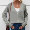 * Clothing | Best Sale Camisa Gray Diamond-Knit Button-Up V-Neck Cardigan Women