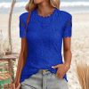 * Clothing | Cheapest Camisa Blue Lace-Accent Cap-Sleeve Top Women