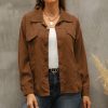 * Clothing | Wholesale Camisa Brown Flap-Pocket Button-Up Corduroy Jacket Women