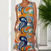 * Clothing | Flash Sale Camisa Orange & Blue Abstract Paisley Sleeveless Dress Women