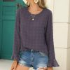 * Other | Outlet Camisa Dark Gray Swiss Dot Poet-Sleeve Top Women