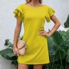 * Clothing | Cheapest Camisa Yellow V-Back Ruffle-Sleeve Dress Women