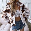 * Clothing | Best Pirce Camisa Brown & White Spot Plush Button-Up Jacket Women