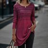 * Clothing | Coupon Camisa Wine & Black Geometric Round-Neck Tunic Women