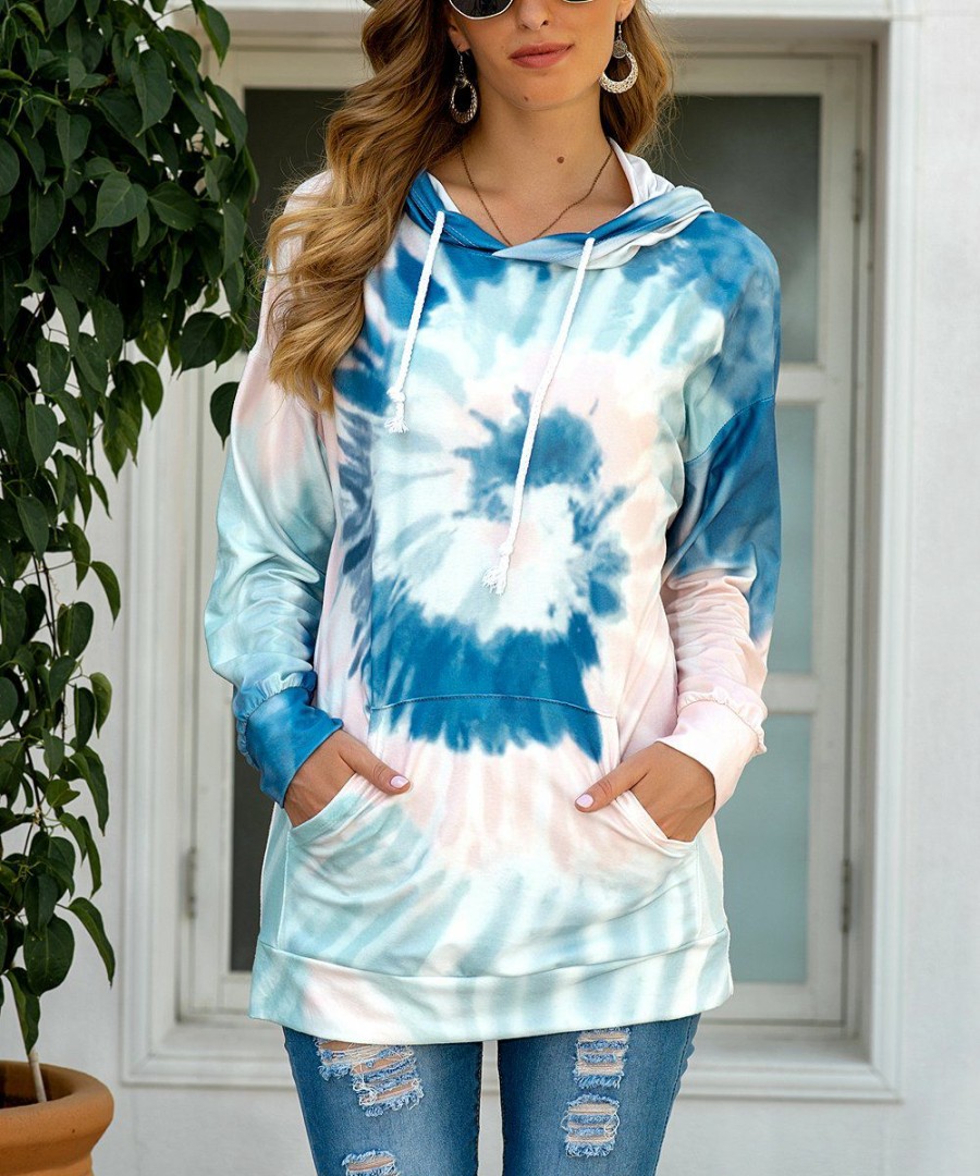 * Clothing | Best Sale Camisa Navy Tie-Dye Swirl Hoodie Women