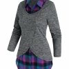 * Clothing | Hot Sale Camisa Gray & Purple Plaid Layered Top Women