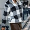 * Clothing | Brand New Camisa Black & White Plaid Pocket Quarter-Zip Pullover Women