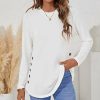 * Clothing | Hot Sale Camisa White Button-Accent Long-Sleeve Tunic Women