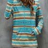 * Clothing | Hot Sale Camisa Teal & Orange Abstract Stripe Hoodie Women