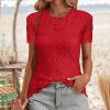 * Clothing | Cheapest Camisa Red Lace-Accent Cap-Sleeve Top Women