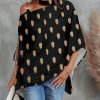 * Clothing | Hot Sale Camisa Black Leaf Shoulder-Cutout Cape-Sleeve Top Women