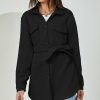 * Clothing | Deals Camisa Black Tie-Waist Peacoat Women