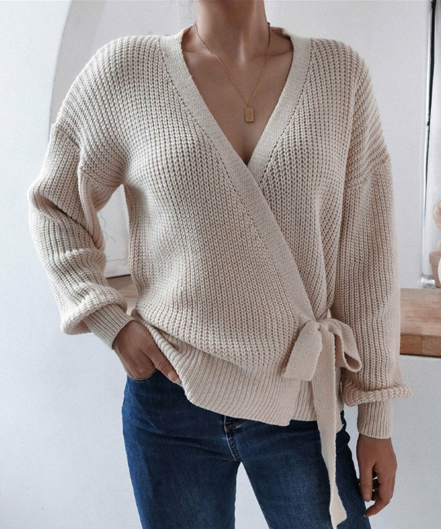 * Clothing | Best Reviews Of Camisa Apricot Tie-Side Wrap Sweater Women