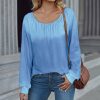 * Clothing | Wholesale Camisa Blue Button-Detail Scoop Neck Top Women