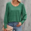 * Clothing | Wholesale Camisa Green Button-Sleeve Scoop Neck Top Women