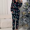 * Clothing | Brand New Camisa Black & Green Holiday Light Zip-Front Hooded Jumpsuit Women