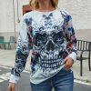 * Clothing | Flash Sale Camisa White Skull Butterfly Long-Sleeve Top Women