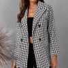 * Clothing | Buy Camisa Black & White Houndstooth Button-Front Pocket Coat Women