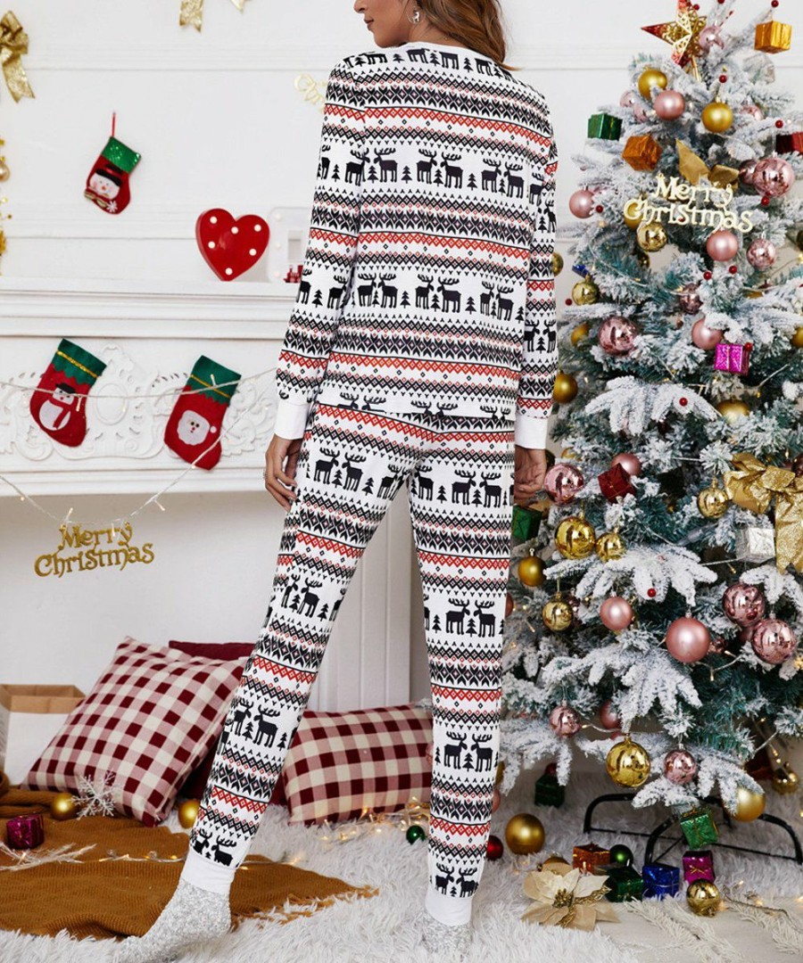 * Clothing | Deals Camisa White Fair Isle Reindeer Long-Sleeve Tee & Joggers Women