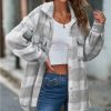 * Clothing | Cheapest Camisa Gray & White Plaid Button-Up Shacket Women