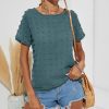 * Clothing | Deals Camisa Teal Polka Dot Textured Boatneck Top Women