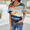 * Clothing | Best Sale Camisa Mustard & Blue Cactus Landscape Crewneck Top Women