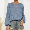 * Clothing | Best Reviews Of Camisa Dark Blue Floral-Overlay Puff-Sleeve Top Women