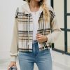 * Clothing | Flash Sale Camisa Beige & Brown Plaid Hooded Jacket Women