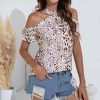 * Clothing | Outlet Camisa Yellow Leopard Crisscross Cutout Halter Top Women