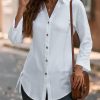 * Clothing | Discount Camisa White Curved-Hem Button-Up Women