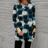 * Clothing | Hot Sale Camisa Blue Cat & Pumpkin Long-Sleeve Pocket Tunic Women