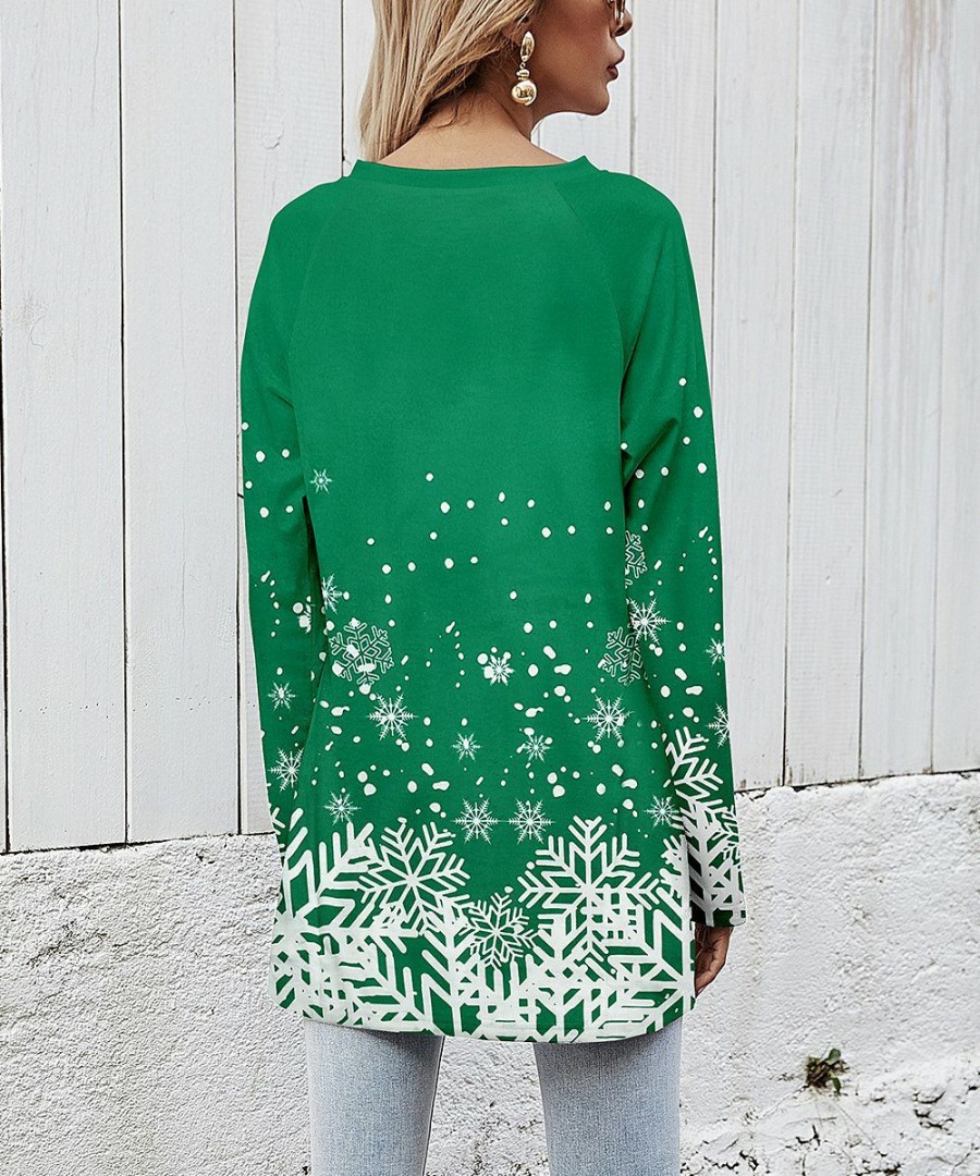 * Clothing | Outlet Camisa Green Snowflake Long-Sleeve Tunic Women