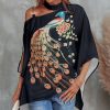 * Clothing | Cheapest Camisa Black Peacock Shoulder Cut-Out Cape-Sleeve Top Women