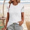 * Clothing | Flash Sale Camisa White Lace-Accent Cap-Sleeve Top Women