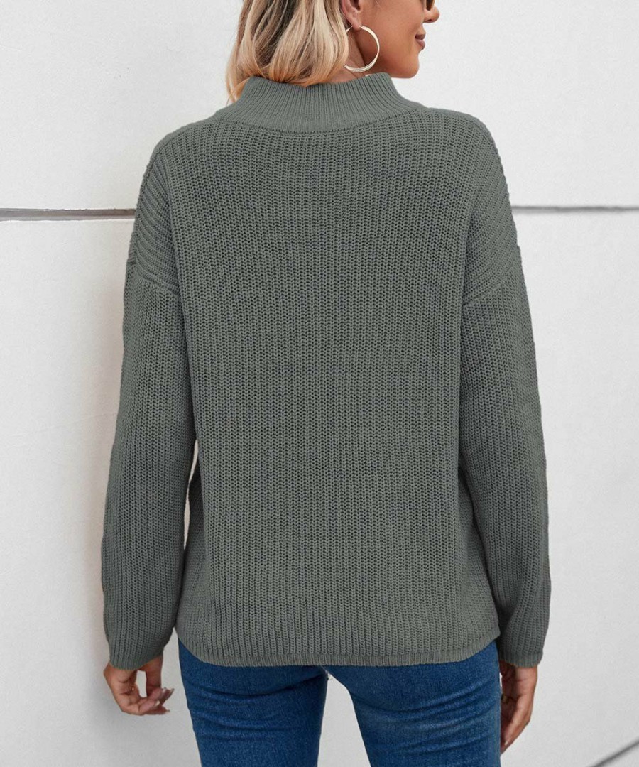 * Clothing | Best Deal Camisa Gray Quarter-Zip Turtleneck Women