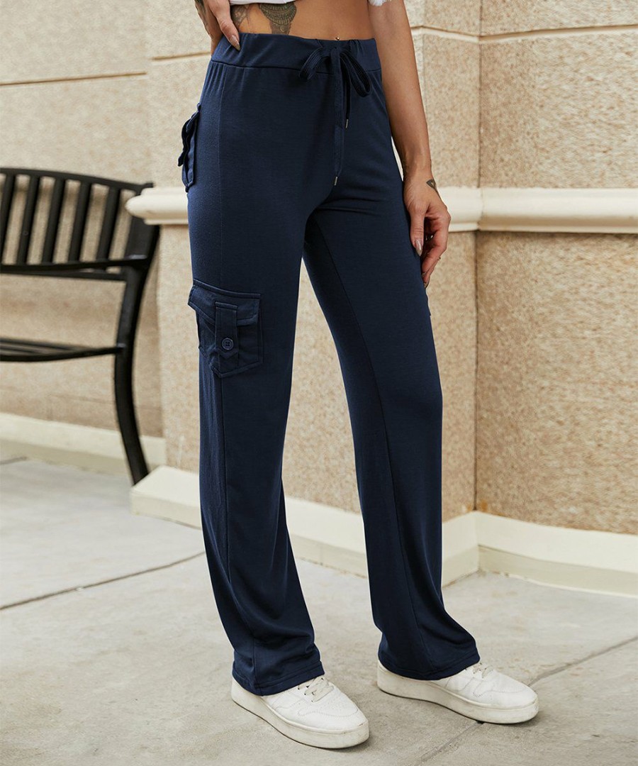 * Clothing | Best Pirce Camisa Navy Pocket-Accent Drawstring Lounge Pants Women