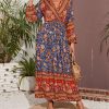 * Clothing | Deals Camisa Navy & Red Patchwork Wrap Maxi Dress Women